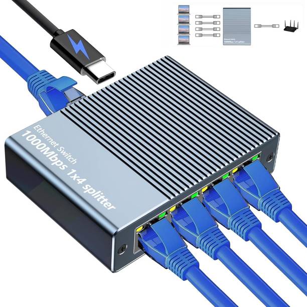 Tobo Ethernet Splitter, RJ45 Splitter 1 in 4 Out, 1000Mbps Ethernet Adapter TD-1467H VOIP Adapter