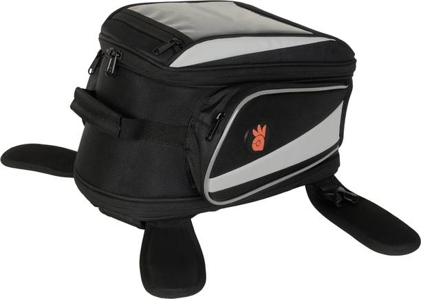 RiderZone Kargil Magnetic Motorcycle Tank Bag Luggage Box Black Nylon Motorbike Saddlebag