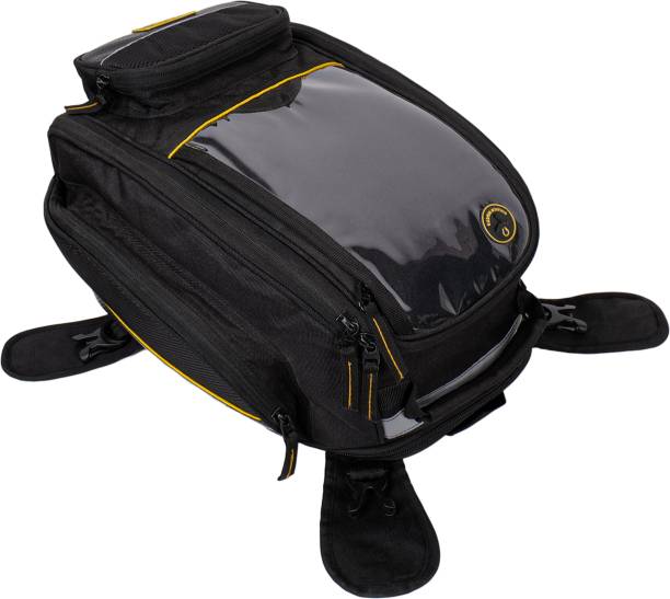 Golden Riders Motorcycle Tank Bag With Rain Cover TRIANGULO 13 upto 26 ltr Expendable One-side Black Fabric Motorbike Saddlebag