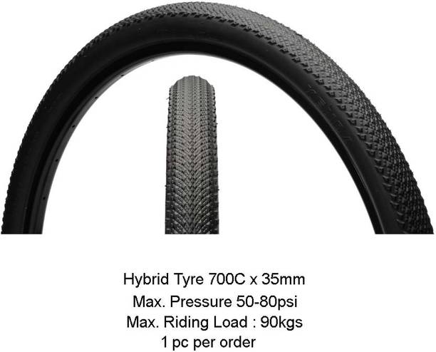 Schrodinger 40092(35C) KNDA Bicycle Cycle Tyre 700x35c 80psi 1pc (wt 0.43kg) NYLON cycle tyre For HYBRID/ MTB/ ROAD Bicycles, 700x35C wheel