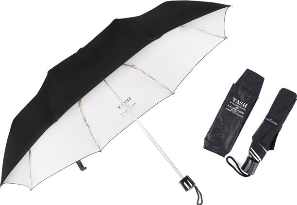 Adi K.C.Paul & Sons YASH 3 FOLD Umbrella for men & women | 3 fold umbrella for women | Black Umbrella