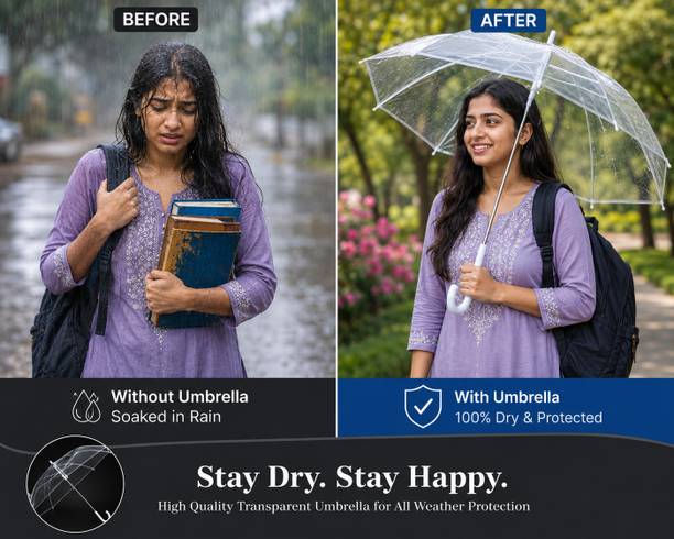 NITYAVANSH Transparent Umbrella (1 Pcs) for unisex Umbrella