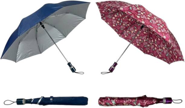 ANYTYPESHOP Pack of 2 Manual Foldable Umbrella for Rain & Sun | Portable Travel Combo. Umbrella