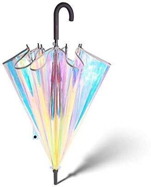 prisma collection Suppliers PVC Holographic Fashion Rain Sunshade Long Handle Transparent Umbrella Umbrella