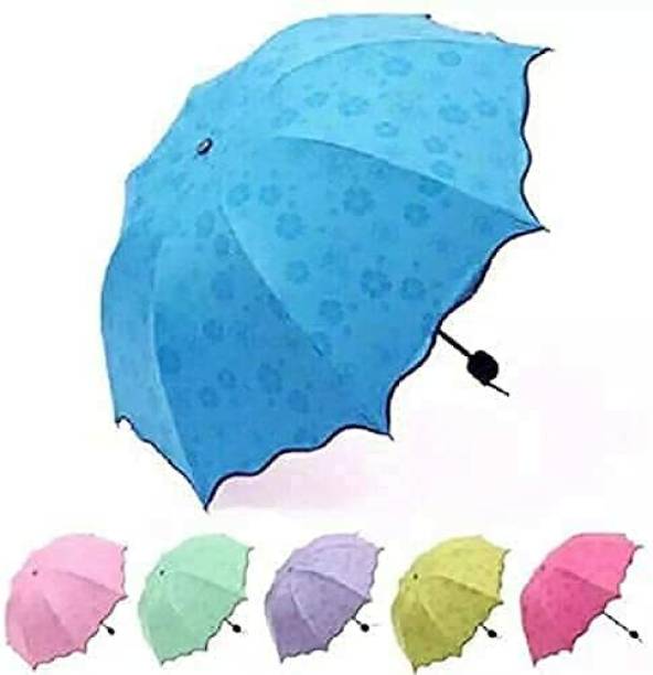 HBD SALES Unisex Changing Secret Blossoms Occur with Water Magic Print 3 Fold Umbrella