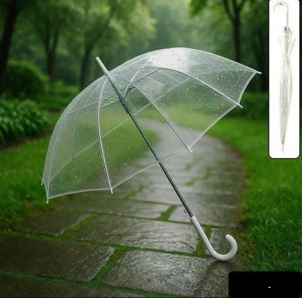 K Gor CrystalShield Transparent Dome Umbrella with Curved Handle Umbrella