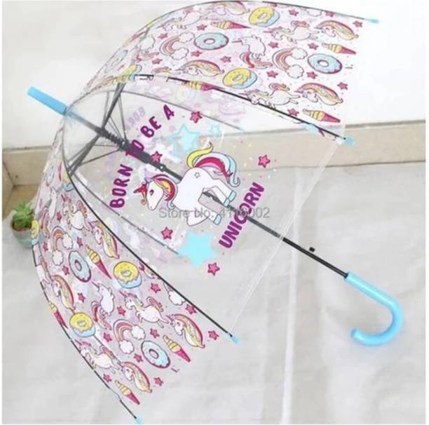 varmaji Dome Shape Unicorn Transparent Umbrella for Girls/Latest Magical Rainbow Umbrella