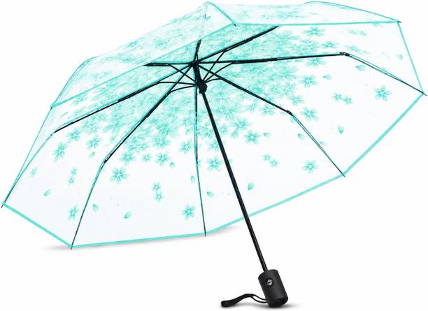 CONTACTS Transparent Cherry Blossom Umbrella, Auto Open Close Umbrella