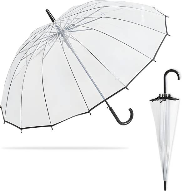 KRAPTICK 16 Bones Automatic Transparent Long Handle Umbrella with High-Quality Material Umbrella