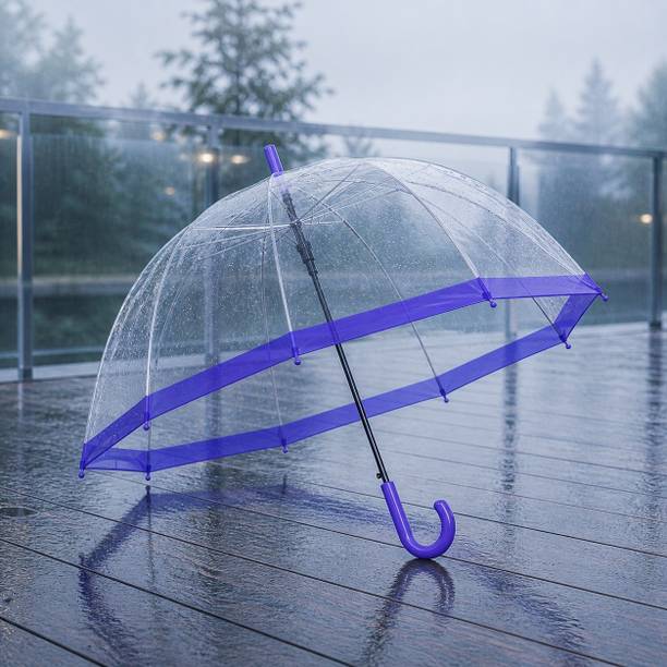 मिकानिक्स Transparent Umbrella for Rain | Waterproof Clear Umbrella with J-Hook छाता