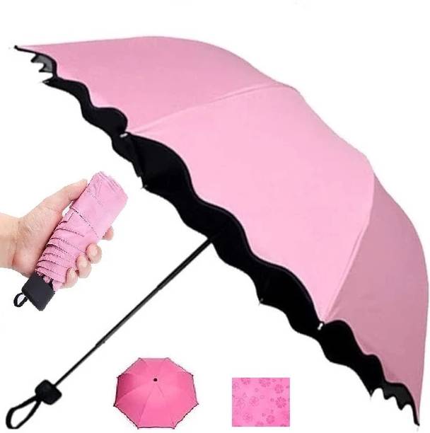 LAKHANI ENTERPRISE 3 folding magic umbrella Secret Blossoms Occur with Water for UV, Sun & Rain Umbrella