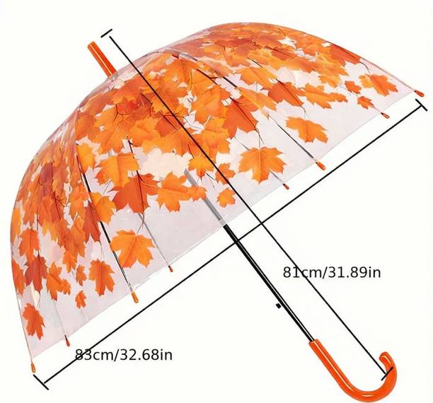 VERMAJI Orange Transparent Rain Umbrella for Kids with Hook Grip Umbrella