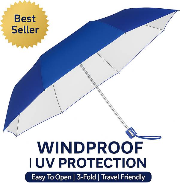 JIMIGO 3 Fold UV Coated large stylist heavy duty long lasting Men & Women Travel Kc Umbrella