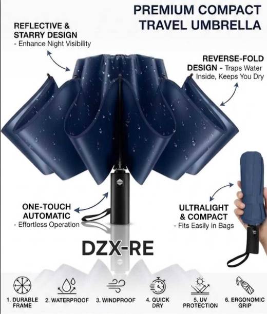 DZX-RE 3 Fold with Auto Open and Close Navy Blue UV Umbrella Umbrella