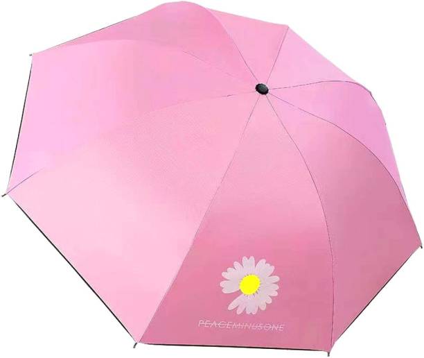 KEKEMI 3 fold Manual Plain Sun & Rain Umbrella