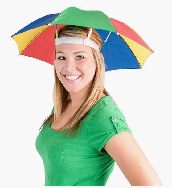 ANSH Rainbow Umbrella Hats for Kids & Adult, Hands Free Sun & Rain Protection Cap Umbrella
