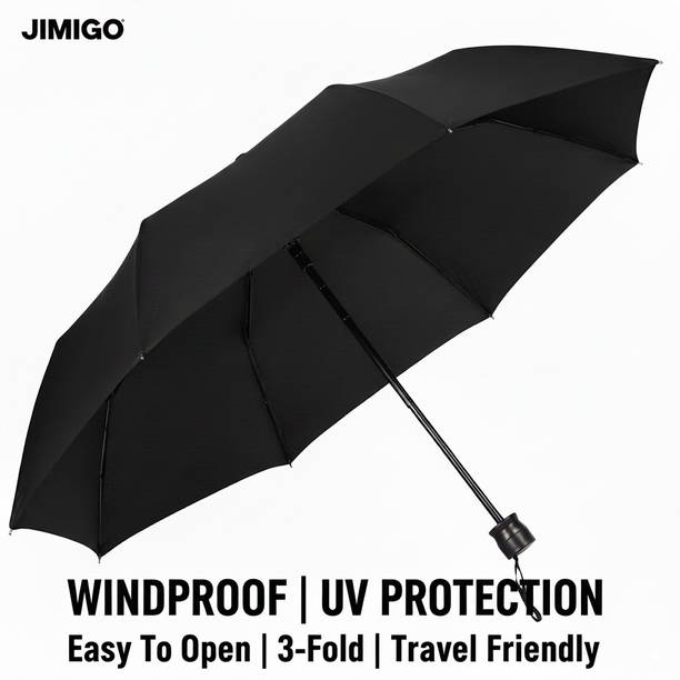 JIMIGO 3 Fold Compact stylist Lightweight Foldable Men Women & Child 8-Ribs Rain & Sun Umbrella