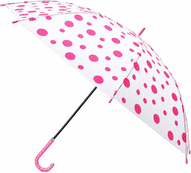 TAG ON Polka Dot Transparent Umbrella for Men & Women with J Handle Umbrella