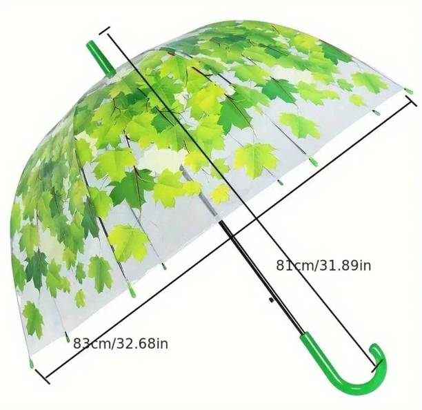 VERMAJI Transparent Long Handle Umbrella with Maple Leaf Design Umbrella
