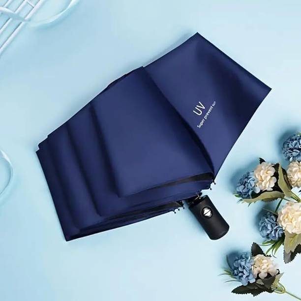 BitAura Premium Navy Blue UV Protection auto Foldable Umbrella for Men & Women Umbrella