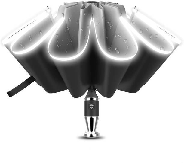 Anycho 45 Inch Auto Open and Close Reverse Umbrella for Car with Reflective Stripe Umbrella
