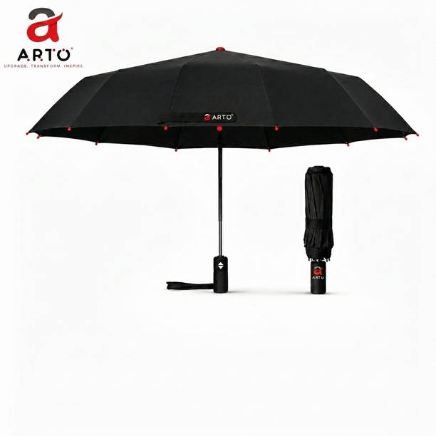 Arto Auto Open/Close Umbrella - Waterproof, Windproof & UV 50+ (Black) Umbrella Black