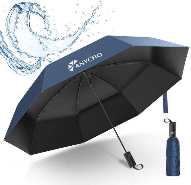 Anycho Auto Open Waterproof Umbrella for Men, 3 fold Umbrella for Women, UV Protective Umbrella