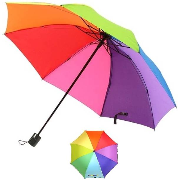 KSHMANIDHAYE 8 Rib Rainbow Umbrella Portable for Rain Fashion Umbrella