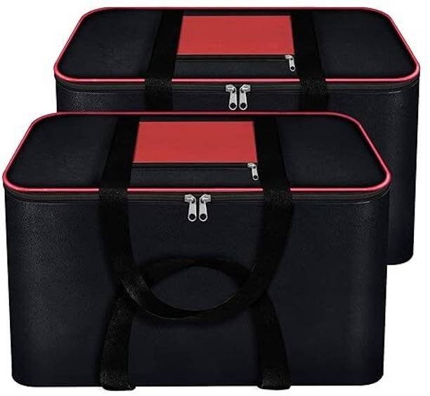 ANABIYA Nylon Underbed Storage Bag Black/red, 2 Pack Under Bed Storage