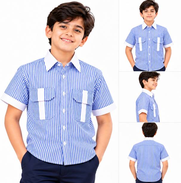 GlobalUniforms White, Blue Uniform Shirt
