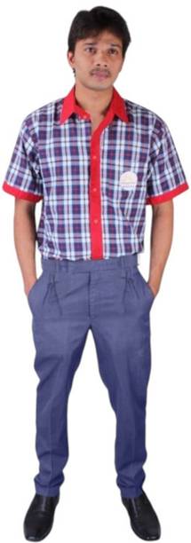 AMBIKASTORES Red, White Uniform Shirt