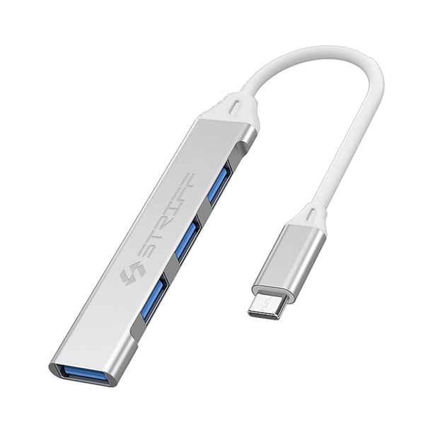 STRIFF Type-C USB Hub 4-Port Adapter USB 3.0&2.0, 5000Mbps Data Transfer(Silver) USB Adapter