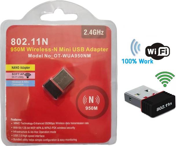 BALRAMA 950Mbps Mini WiFi Dongle Receiver USB Adapter Wifi Wireless Lan Card 802.11n/G/B USB Adapter