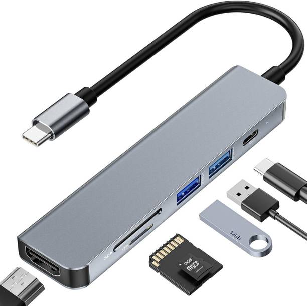 Birud 6 In 1 Usb C Hub Ethernet Port Pd 100w Type C Hub with 4K HDMI Output USB Hub USB Hub
