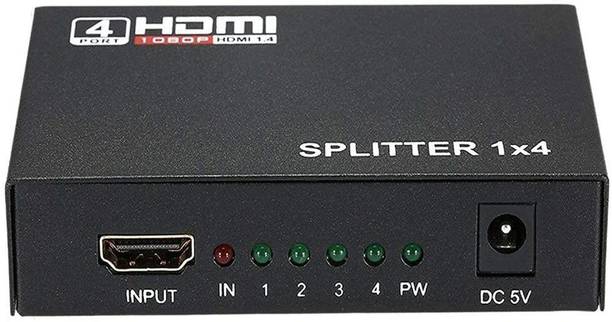 KUVERA HDMI Splitter 1X4,1in 4Out HDMI Port, Compatible for TV, Monitor(Not a Switch) USB Adapter