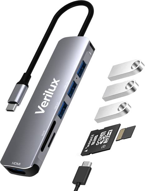Verilux 6-In-1 Aluminum Type C Hub 4k Hdmi Output Usb C Hub Fast Data Transfer Usb Hub USB 2.0/3.0 Ports, SD/Micro SD Card Reader Compatible USB Hub