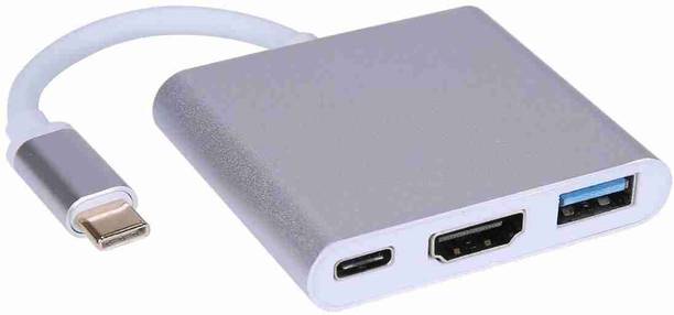 RANZZER 3-in-1 Cable 2 A 0.1 m Heavy Steel Newly USB C to HDMI Adapter 3 in 1 Hub USB Adapter