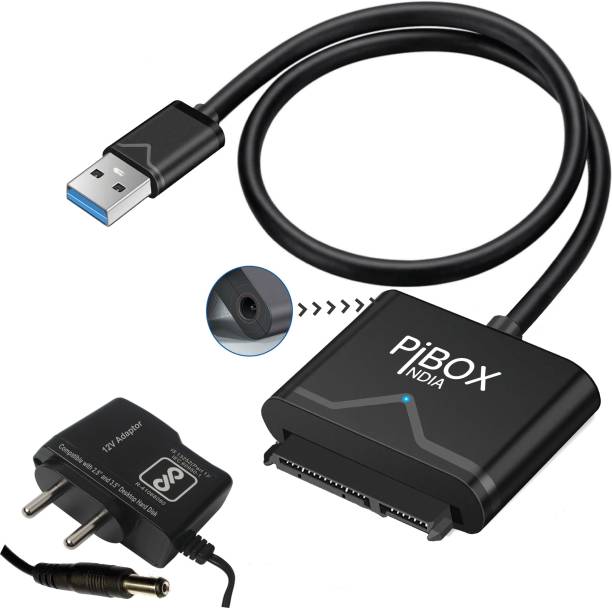 pibox india USB to SATA with 12V DC adapter for 2.5inch SSD/HDD and 3.5 inch HDD USB Adapter