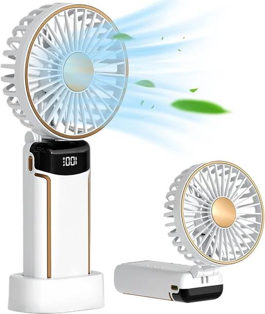HRK collections Display Fan Hand 5 Speed with Foldable 90° & Easy Portability Rechargeable D49 Portable Display Fan Hand 5 Speeds_HS49 USB Fan
