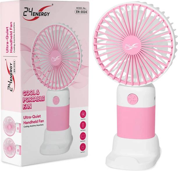 24 ENERGY Toofan Compact USB Mini Fan for Personal Cooling - Rechargeable - Pink USB Fan