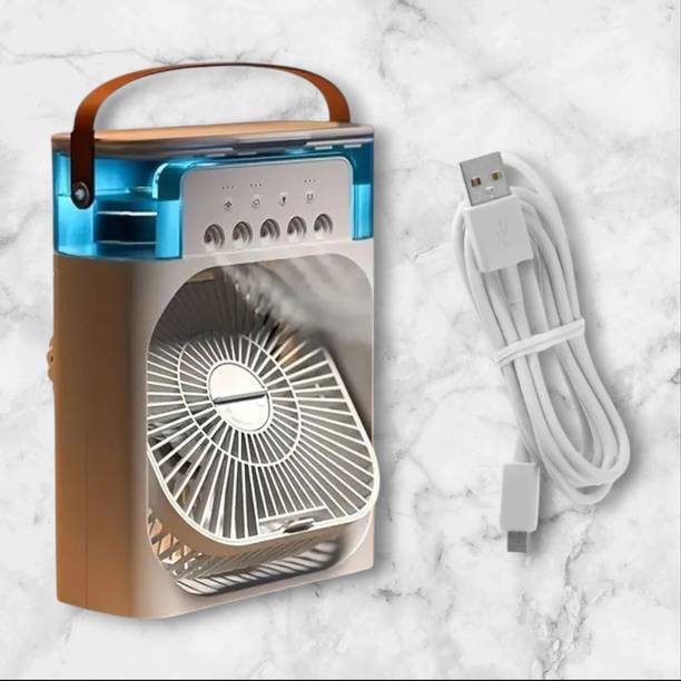 KGDA Cooler for Room Cooling Mini AC Portable Mini Fan Cooler with 7 Colors LED Light 3 Wind Saver Speeds and 3 Spray Modes Vault Office,Home,Dorm, Save Design USB Air Cooler