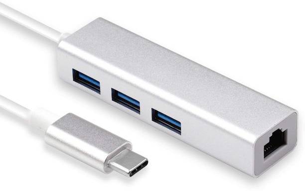 DooBuy USB 3.0 Type C 3.1 for RJ45 Ethernet LAN Adapter Cable with 3 Ports USB Hub Compatible with MacBook, PC. USB Hub