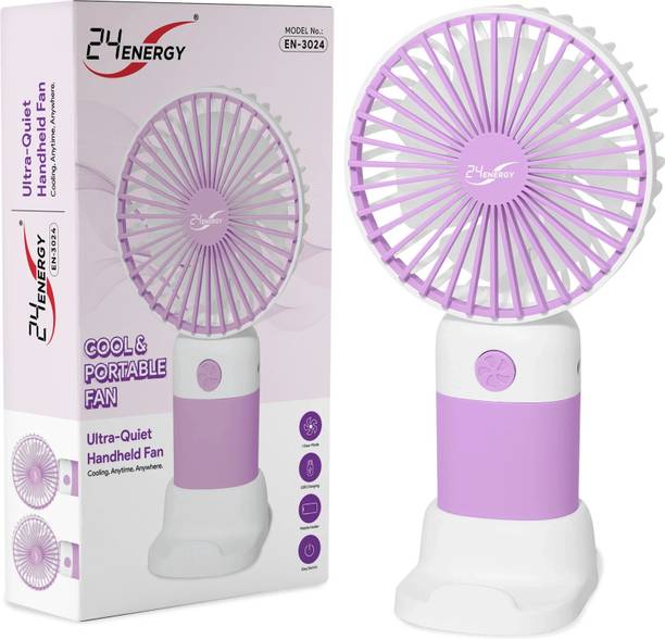 24 ENERGY Wind Blast Compact USB Mini Fan for Personal Cooling - Rechargeable - Purple USB Fan