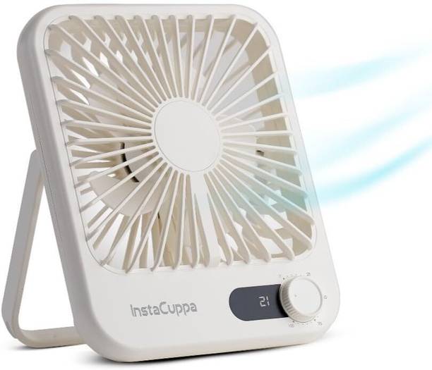 InstaCuppa USB Rechargeable Fan with Adjustable Speed, Dual Use Wall Mount, Tabletop Design | Speed and Battery Display, Lightweight and Compact, Ideal for Kitchen, Travel USB Fan