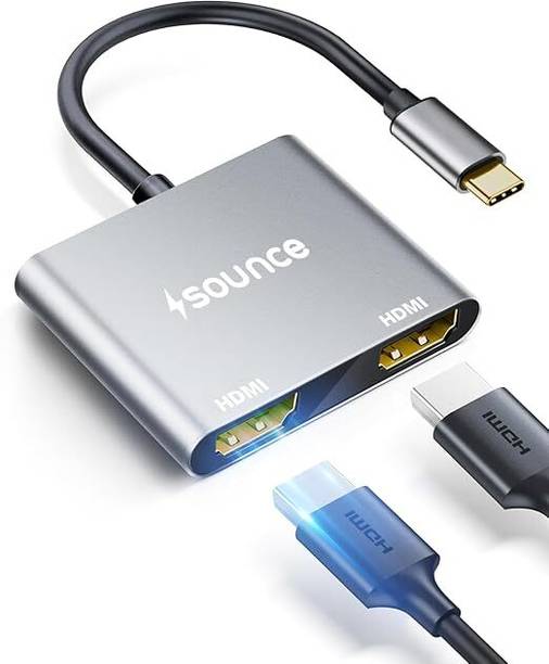 sounce USB C to Dual HDMI Adapter Multi Monitor Connector 4K@60Hz Thunderbolt 3 to HDMI Compatible with MacBook Pro Air ,Windows, Laptop, PC, TV | SNC-CTO2HDMI HDMI Connector