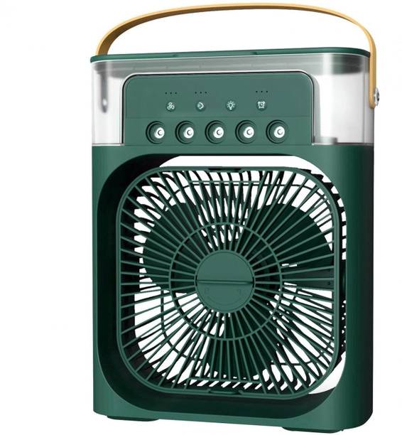 Raptas Mini Air Cooler & Spray Humidifier Fan , 3-Speed Settings, 7-Color LED Lights, 1500mAh Battery USB Fan