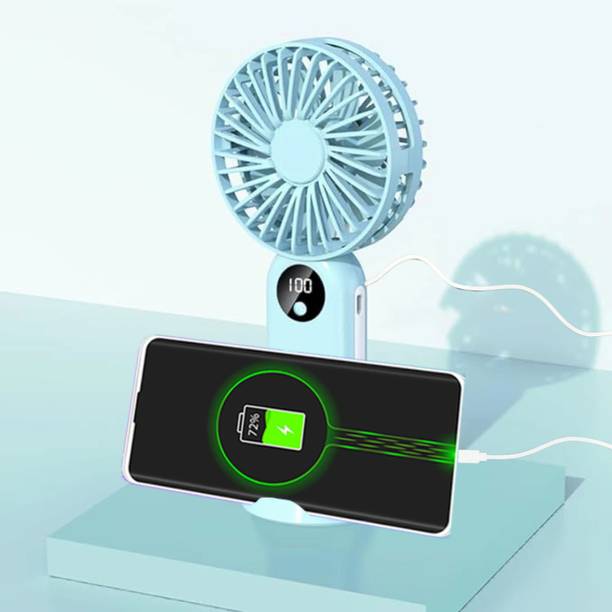 Refulgix X18 Mini Fan Portable Hand Fan with Power Bank 2400 mAh Battery, Lightweight, 3 Speeds USB Fan