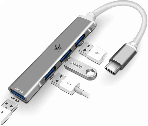 Flipkart SmartBuy 4 in 1 Type C 4 Ports High Speed 3.0 USB Hub for Laptop USB Type C Macbook Pro Air C-Type Smartphones USB Extender USB Hub