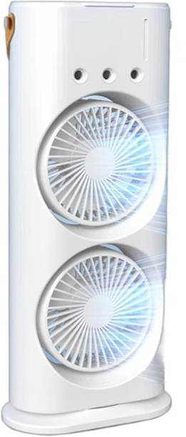 Wishbone DOUBLE ENDED SPRAY FAN 7 Colors Light Rechargeable Mist Cooling Fan 5 Star 40 mm 3 Blade Table Fan