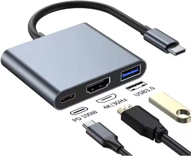 Aliens 3-in-1 USB Type C to HDMI Adapter 4K@30Hz, 100W PD Fast Charging Port , USB A 3.0 @5Gbps Speed for MacBook, Laptop, iPad, Tablet, All Type C Devices USB Hub